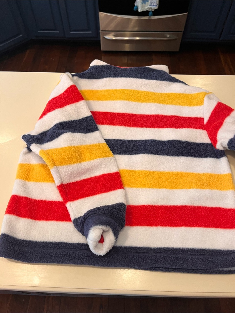 Dudley Stephens Girls' Striped Fleece Jacket - White, Red, Yellow & Navy